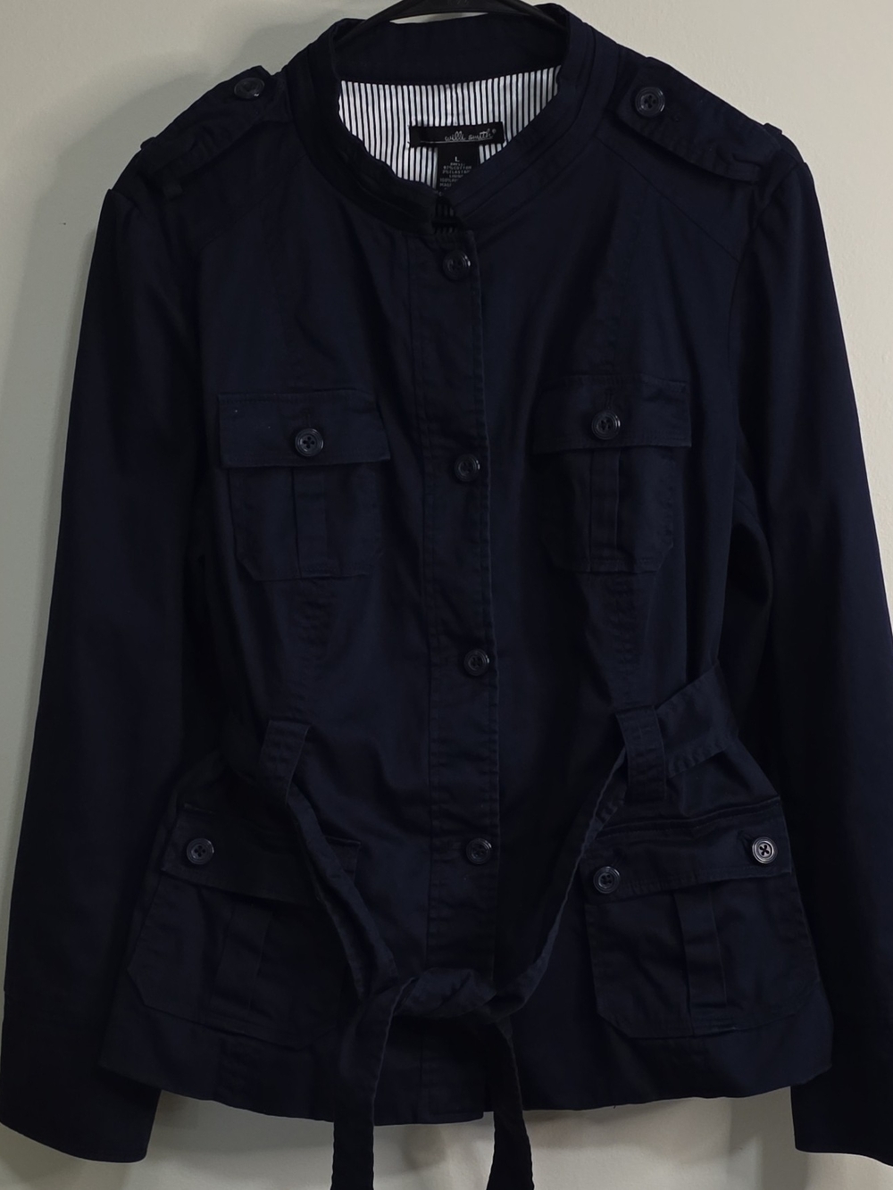 Willi Smith Navy Utility-Style Jacket Women's